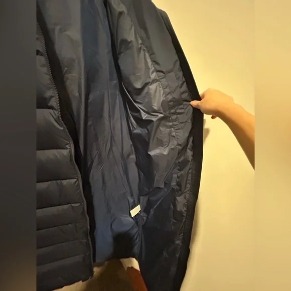 NWOT Lands End long winter down parka puffer coat navy blue XS 2-4 - Picture 12 of 14